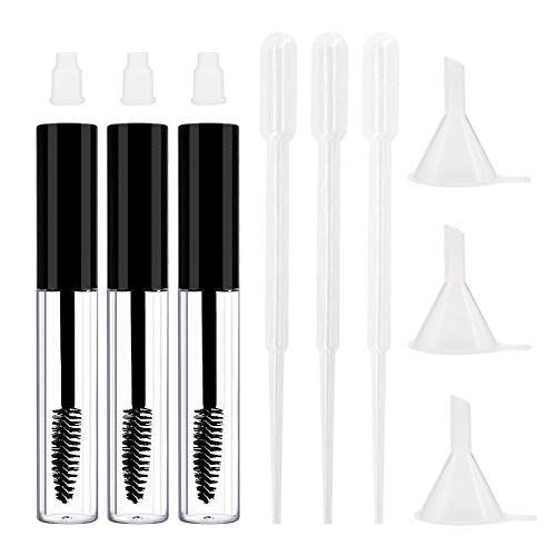 Angzhili 3 Pcs 8mL Empty Mascara Tubes With Eyelash Wand for Eyelash Growth Oil/Mascara with Brush for Home and Travel With Eyelash Wand, Include