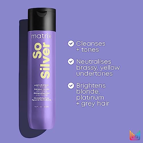 Matrix Hair Shampoo, For Blondes, Greys and Silvers, Tones + Neutralises, Total Results, So Silver