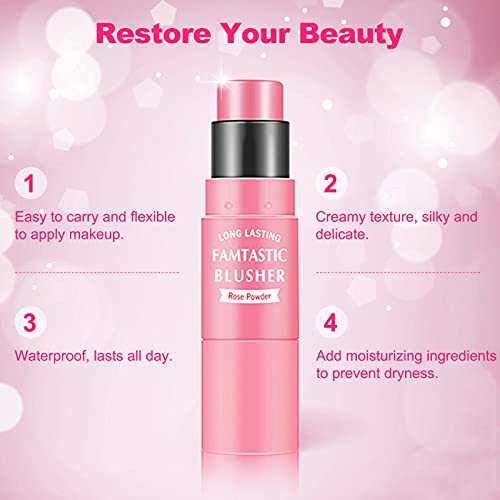 Erinde 3-in-1 Cheek Blush & Lip Tint & Eyeshadow, Creamy Blush Stick for Cheeks & Lips with Brush, Buildable Lightweight Hydrating formula, Easy