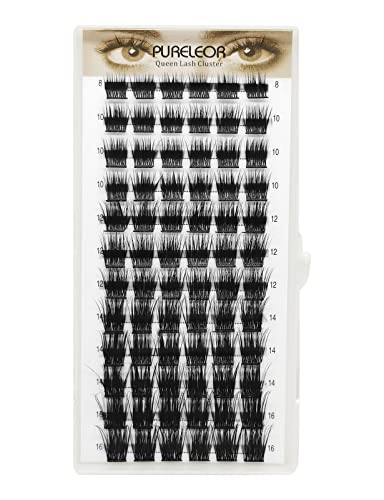 PURELEOR Individual Lashes Cluster Lashes Pack for Manga Lashes DIY Eyelash Extension Reusable 3D Individual Eyelashes Natural Long 60pcs(8-16mm