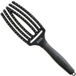 Fingerbrush Combo Medium - Styling Hair Brush for Dry & Detangled Medium Hair - Curved Head Scalp Massage - Boar & Nylon Bristles for Natural Shi