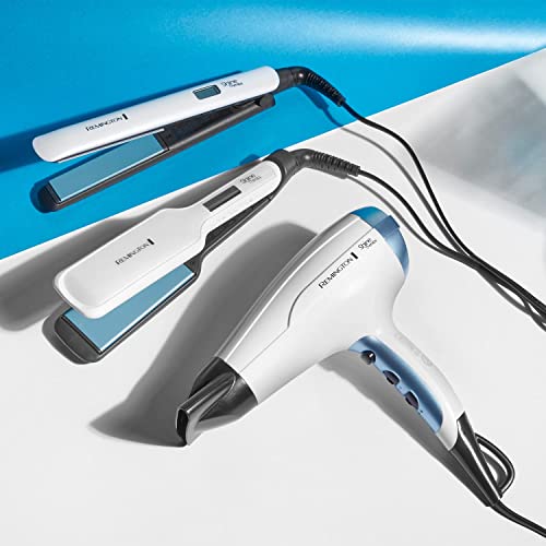 Remington Shine Therapy Advanced Ceramic Hair Straighteners with Morrocan Argan Oil for Improved Shine - S8500, Black/White