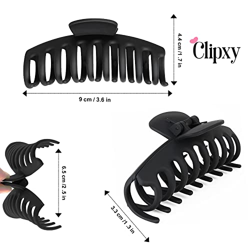 CLIPXY Premium Claw Clips – Set of 10 Pcs Hair Claw Clip with Hair Bands – Sturdy and Durable Hair Clips Women – 3.6 Inch Matte Coated Hair Claw