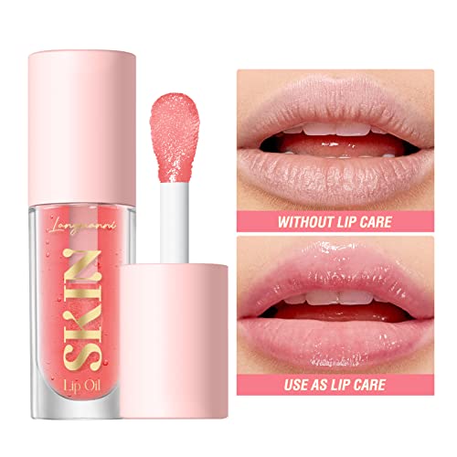 LANGMANNI No-Sticky Lip Gloss/Balm Lip Care,Fruit Flavoured Lip Oil For Dry Lip's Moisturizing Hydrating And Nourishing (Strawberry)