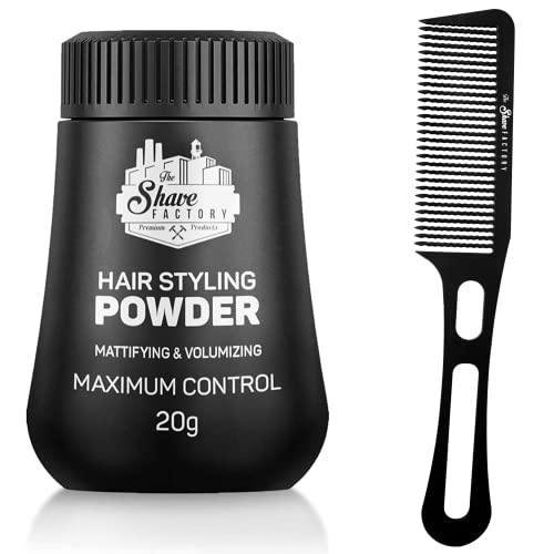 The Shave Factory Hair Styling Powder - Mattifying and Volumizing Powder, with comb types suitable for all areas of use, hair comb and powder wax