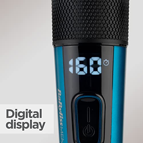 BaByliss Japanese Steel Digital Hair Clipper, Lithium Cordless/Corded, 45 Cutting lengths, LED screen, blue