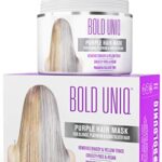 Purple Hair Mask for Blonde, Platinum and Silver Hair - B Uniq Blue Masque to Reduce Brassiness and Condition Dry, Damaged Hair - Sulfate Free To