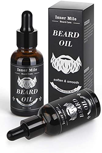 Isner Mile 2 Pack Beard Oil for Men with Castor Oil Serum Conditioner Light Magic Scent, Natural Premium Beard Growth Oil to Cure Beard Itch, Sof