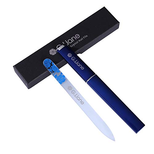Premium Glass Nail File With Case – G.Liane Professional Crystal Fingernail Files Perfect Manicure Set For Women Men Kids Nail Care Gift Set (Ros