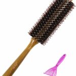 Boar Bristle Hairbrush Vista Round Hair Brush Wooden Handle Anti Static Hairbrush for Hair Styling, Drying, Curling