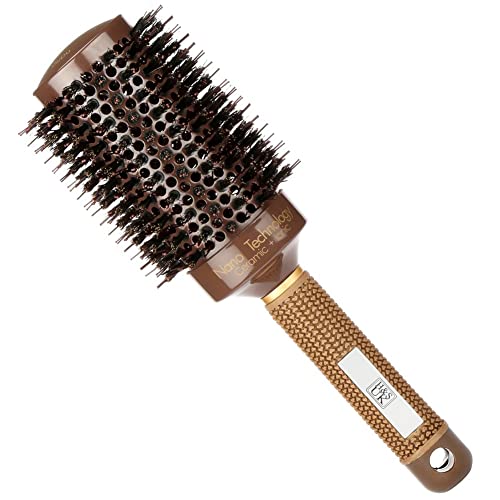 H&S Round Hair Brush Blow Dry Drying Boar Bristle 53mm Large Round Barrel Nano Technology Ceramic Ionic Hairbrush