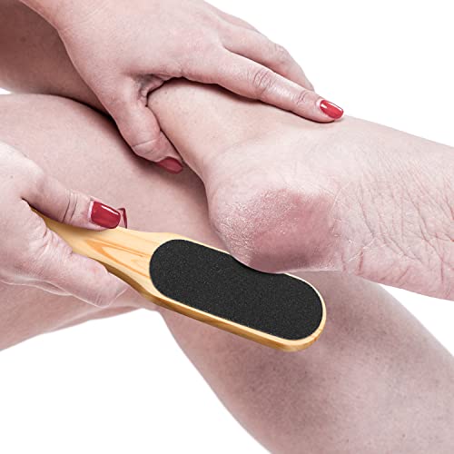 Eruinfang, Double Sided Wooden Foot Rasp File Foot Scraper Hard Skin Remover Foot Files for Wet Dry Cracked Feet Removing Dead Skin Foot Care, Bl