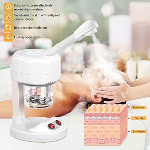 Holdfiturn Facial Steamer Mist Tabletop Face Steamer Hydrating Moisturizing Spray Machine Portable Beauty Salon Spa Humidifier Skin Cleaning Humi