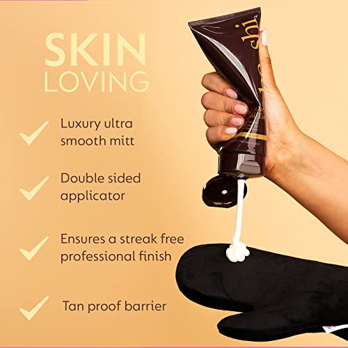 He-Shi Luxury Velvet Tanning Mitt - Double Sided Fake Tan Applicator Glove - Reusable and Washable Tan Mitt - Smooth Velvet for Streak Free Fake
