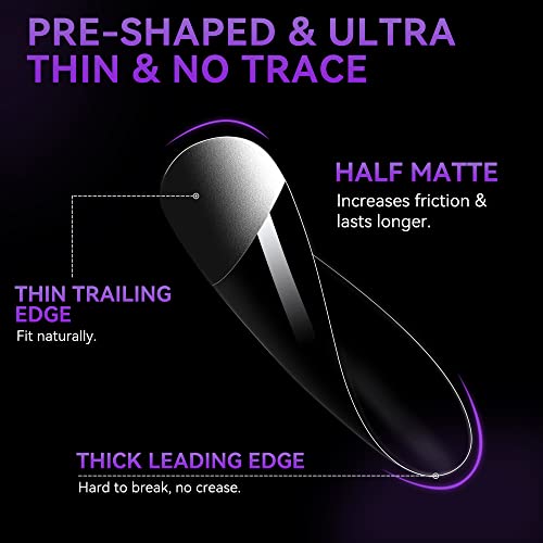 Gelike ec Short Coffin Nail Tips - XS Soft Gel Nail Tips Coffin Shaped Full Cover Gel X Nails Pre Etched for Extensions,PMMA Resin Clear Strong F