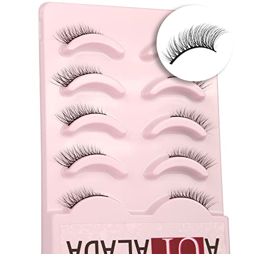 Aupalada False Eyelashes Natural Look Wispy Cat Eye Lashes 3D Fluffy Half Fake Lashes Pack, 3/4 False lashes, quarter lashes, half eyelashes, Cor