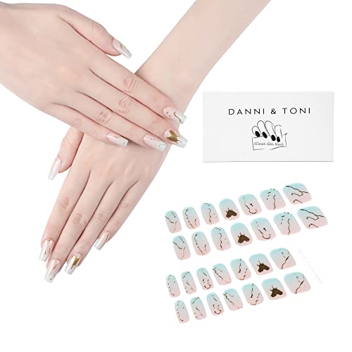 DANNI & TONI 28 Stickers Semi Cured Nail Wraps Soft Self-Adhesive Gel Nail Stickers,Salon-Quality Gel Nail Polish Strips Manicure Stickers Set (i