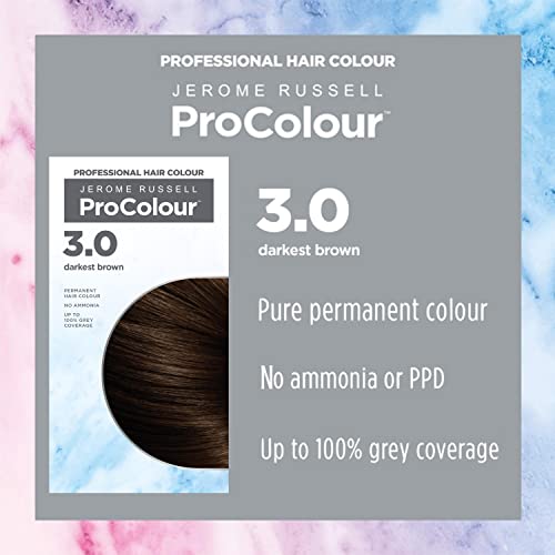 Jerome Russell ProColour Darkest Brown 3.0 Permanent Hair Colour – Ammonia Free Hair Dye for Full Grey Coverage, Shine & Colour Retention with Br