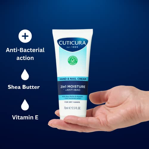 Cuticura Hand & Nail 2 in 1 Antibac Moisture Cream 75ml, Anti Bacterial, Smoothing, Soothing & Moisturising Protection for Hands