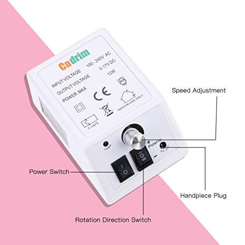 Nail Drill Machine Electric Nail File Drill Set Kit 20000RPM Cadrim Electric Nail Drill Sanding Bands Low Noise Vibration Acrylic Nails Gel Nail