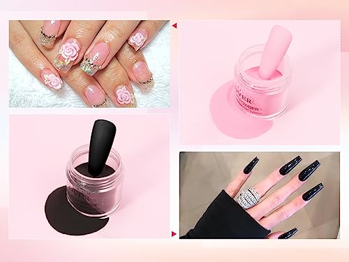 Deciniee Acrylic Powder Nail Kit, 8 Colors Dip Powder Nail Kit(Red White Pink Black Jelly Color),Nail Dipping Powder Nail Extension Kit with File