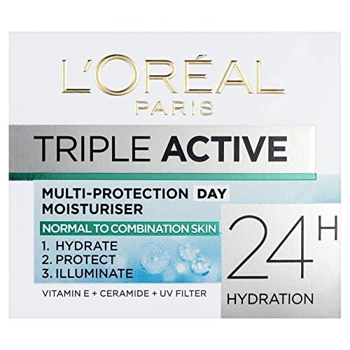 Skin Expert L'Oreal Paris Triple Active Day Moisturiser Dry and Sensitive Skin 50 ml, mix, (Pack of 1)