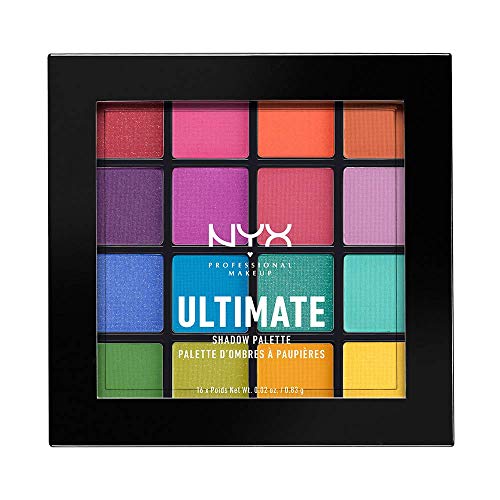 NYX Professional Makeup Ultimate Shadow Palette, 16 Vibrant True-To-Pan Eyeshadow Shades, Metallics, Shimmers, Colours and Nudes in Pressed Pigme