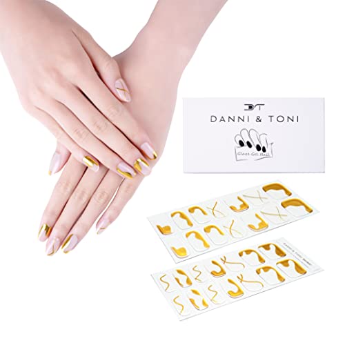 DANNI & TONI 28 Stickers Semi Cured Nail Wraps Soft Self-Adhesive Gel Nail Stickers,Salon-Quality Gel Nail Polish Strips Manicure Stickers Set (i