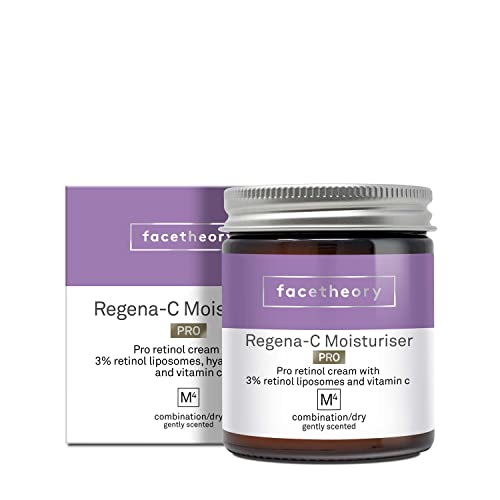facetheory Regena-C Moisturiser M4 Pro - Retinol Cream, Anti Wrinkle Face Cream, Hyaluronic Acid, Vitamin E, Vegan and Cruelty-Free, Made in the