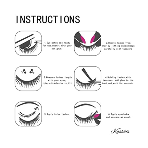 False Eyelashes 17mm Faux 3D Mink Lashes Natural Look Fluffy Cat Eye Wispy Lashes Pack by KASHBIS, 10 Pairs
