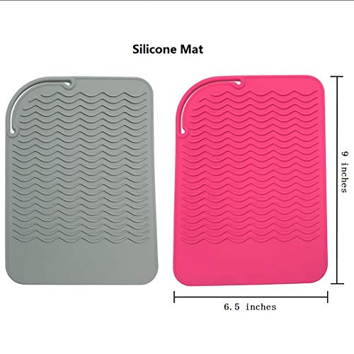 Silicone Heat Resistant Mat for Hair Straightener, Flat Iron, Curling Iron, Portable Travel Anti-Scald Mat Pad for Hair Curling Wand, Hair Crimpi