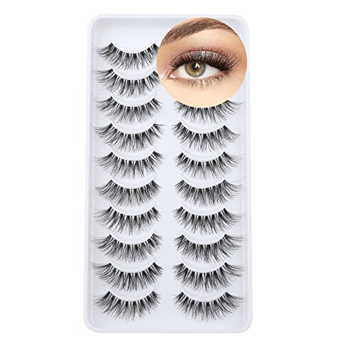 Newcally Eyelashes False Lashes Natural Look Fake Eye Lashes Wispy Strip 3D Long Fake Eyelashes 10 Pairs Multipack