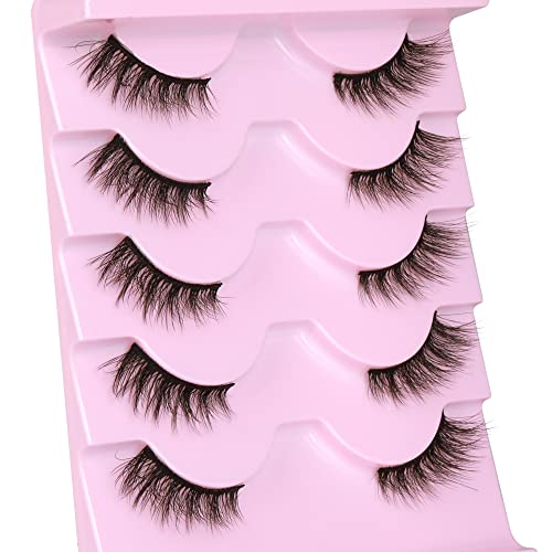 Newcally Eyelashes Half Lashes Natural Cat Eye Wispy False Eyelashes Fluffy Volume Strip Fake Eyelashes Accent Corner 3/4 Eye Lashes Cluster DIY