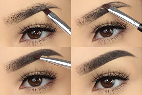 Impora London Angled Eyeliner/Eyebrow Makeup Brush. Flat with angled tip. Perfect for Lining/Shaping Eyes and Brows, Winged Liners. Use with Gel,