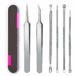 Blackhead Remover Tool Set, 6 PCS Blackhead Tweezer Comedone Extractor Blackhead Removal Tool, Pimple Spot Popping Kit Stainless Steel Black Head