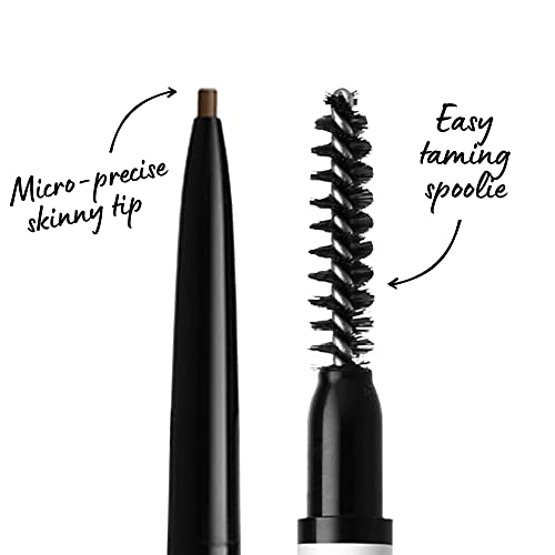 NYX Professional Makeup Micro Brow Pencil, Dual Ended with Mechanical Brow Pencil and Spoolie Brush, Vegan Formula, Shade: Ash Brown