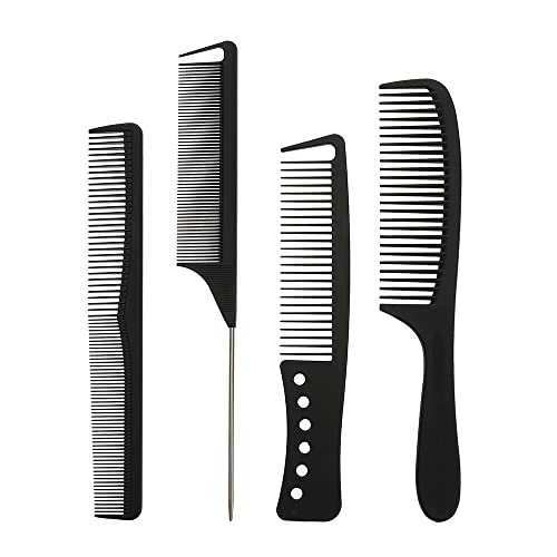 SLIPPET Hair Comb Styling Set 4 Pieces Fine Wide Tooth Comb Rat tail Comb Cutting Comb Parting Comb Anti Static Combs for men women dry wet hair