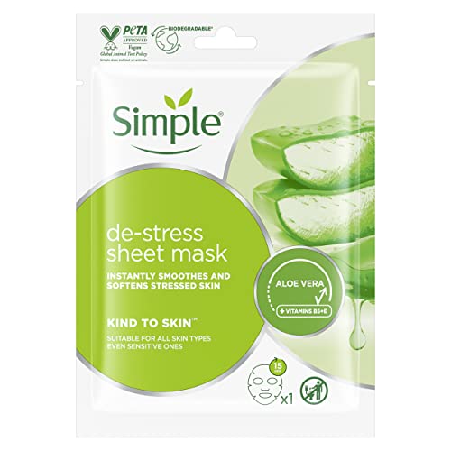 Simple Kind To Skin De-Stress Cruelty-Free And Vegan Sheet Mask For Sensitive Skin 1 Pc
