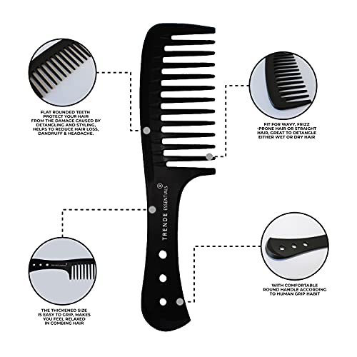 Trende Essentials Wide Tooth Comb 1 Pc - Detangler And Heat Resistant With Proper Ventilation-Especially Designed For Wet Curly Hair With Suitabl