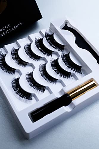Magnetic Eyelashes Russian Volume Extension Look Strip Eyelashes 5Pairs 3D Magnetic Eyeliner and Lashes Kit !