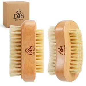 Wooden Nail Cleaning Brush 2 PCS, Fingernail Scrub Brushes to Clean Nails Toenails, Natural Boar Bristle Two-sided Non-slip Hand Foot Nails Scrub