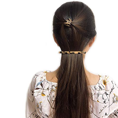 Luckycivia 2 Pack Hair Barrette, Long and Thin Handmade Celluloid Onyx Hair Clip, Elegant Automatic Hair Clip, Barrette Ponytail Holders for Wome