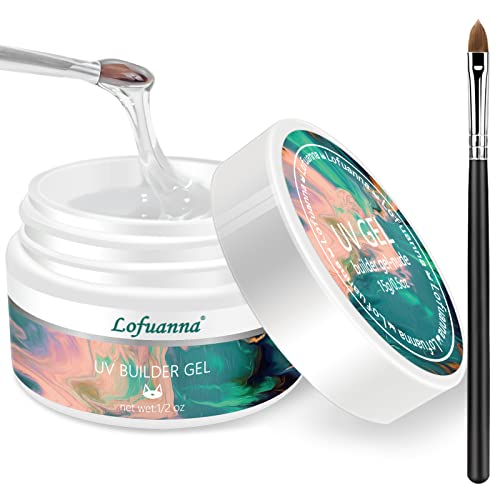 Lofuanna 15g Clear Builder Nail Gel,Nail Leveling Gel Builder Gel for Nail with Acrylic Nail Brush,Nail Strengthen Nail Art Manicure Set,High Sel
