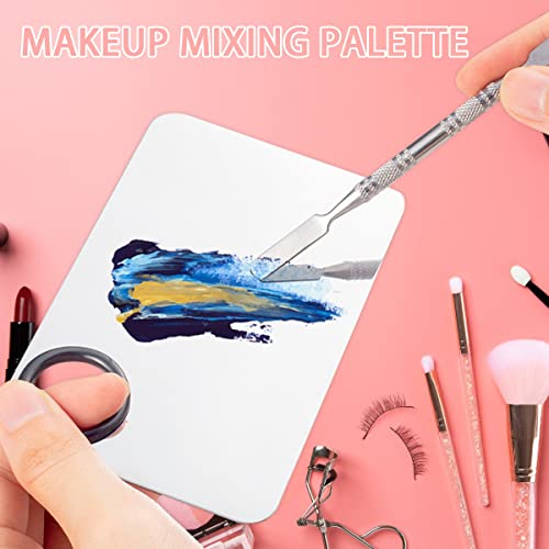 MEIYIDAY 2Pcs Makeup Mixing Palette Set, Stainless Steel Cosmetic Makeup Palette with 2 Spatula for Foundation Makeup Tools Eyeshadow Nail Art