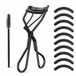 Sibba Eyelash Curler Kit, 3Pcs Eyelash Aid and brow Brush Lash Curler with 10 Silicone Replacement Pads for Women Girls No Pinching or Pulling Fi