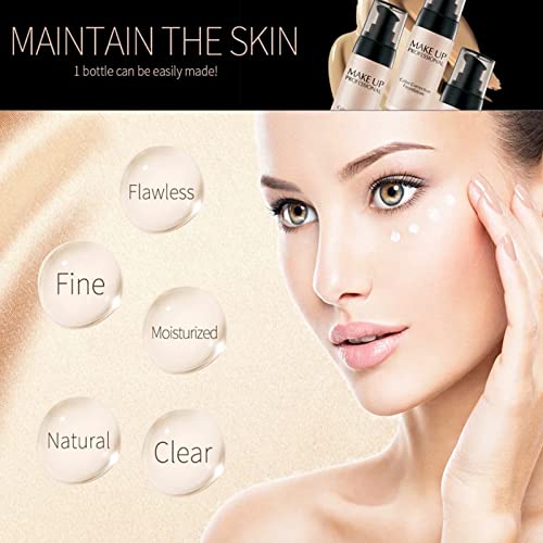 Colour Changing Foundation,Makeup Foundation, Face Foundation Full Coverage Moisturizing Waterproof Long Lasting Makeup Base Natural Coverage Fou