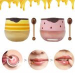 2PCS Bee Lip Balm Honey Pot, Honey & Strawberry Propolis Moisturizing, Hydrating & Prevention Dry and Cracked Lip Scrubs Exfoliator (A)