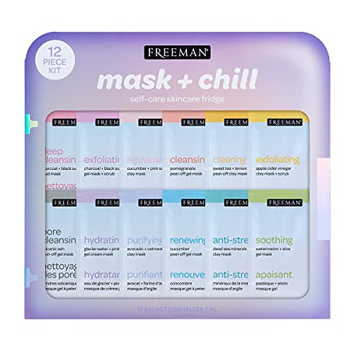 Freeman Limited Edition Mask & Chill Self Care Skincare Mask Holiday Kit, Face Masks To Exfoliate, Hydrate, Relieves Stress, and Refines Pores, F
