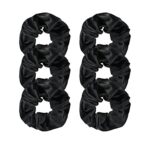 JOYOYO 6 Pcs Black Satin Scrunchies Elastic Hair Bands Satin Hair Ties Satin Hair Scrunchies for Frizz Prevention Ponytail Holders, Hair Scrunchi