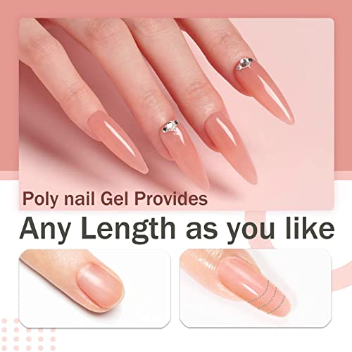 Nail Extension Kit, Gel Nail Kit Builder 2 Colors Poly Extension Gel False With Slip Solution , All-In-One Nail Gel Kit For Beginners Nail Art Fr